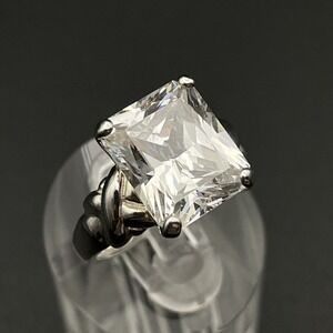 Sterling Silver Princess Cut Clear CZ Ring Sparkling Cocktail‎ Ring 6.75 US